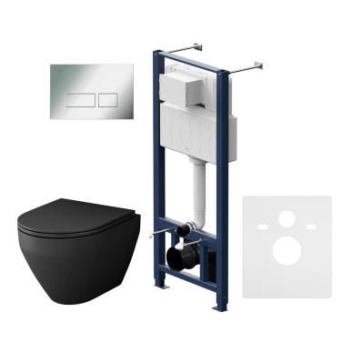 Комплект унитаза с инсталляцией AM.PM IS47051.701700MB с клав Pro S глянц хром с подвес унит Spirit V2.0 FlashClean черн мат с