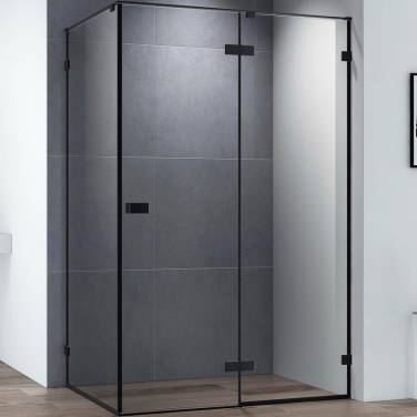 Cezares Bellagio 120x80 BELLAGIO-AH-1-120/80-C-NERO профиль Черный матовый стекло прозрачное без поддона