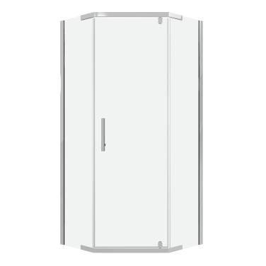Niagara Eco NG-1010-14D (100х100х190) трапеция,распашное,хром,стекло прозрачное,1 место, без поддона в комплекте
