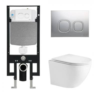 Комплект Weltwasser 10000011288 подвесной унитаз Merzbach 043 GL-WT + инсталляция Amberg 497 + кнопка Amberg RD-CR