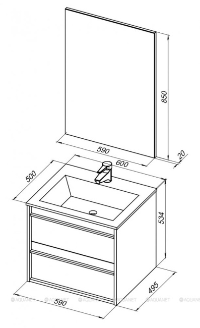 Aquanet Lino 60 белый матовый