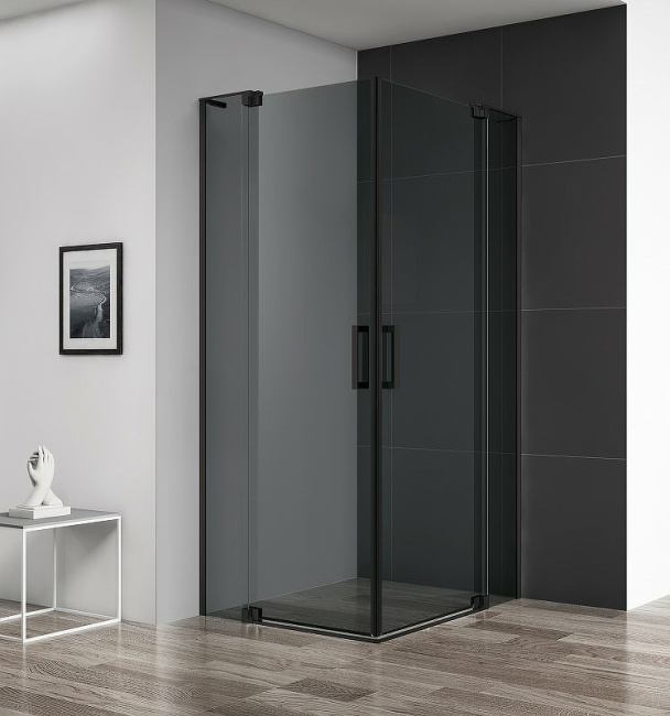 Cezares Slider 110x80 SLIDER-AH-2-70/80-100/110-GRIGIO-NERO профиль Черный матовый стекло тонированное без поддона