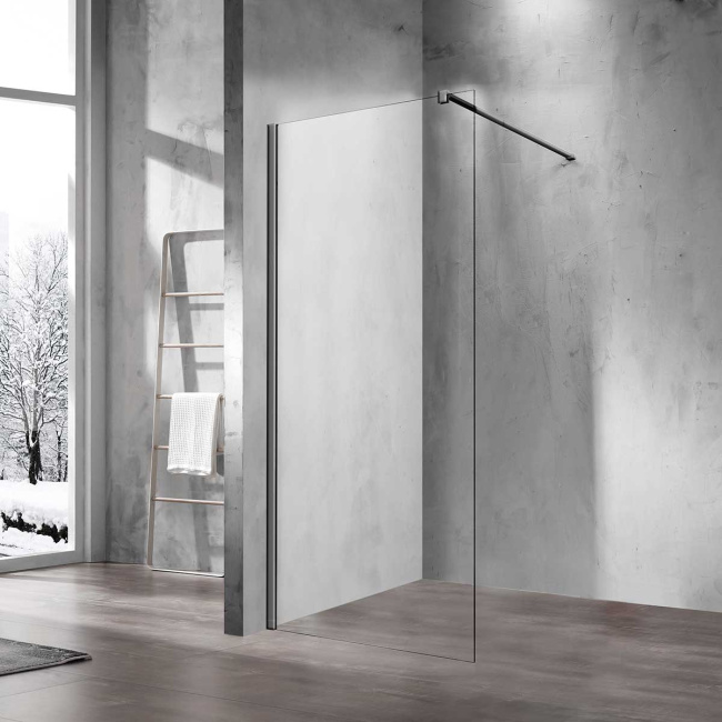 Vincea Walk-In VSW-1H100CLGM, 1000*2000, вороненая сталь, стекло прозрачное