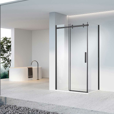 Vincea Como-N 140x90 VSR-4CN9014CLB профиль Черный стекло прозрачное без поддона