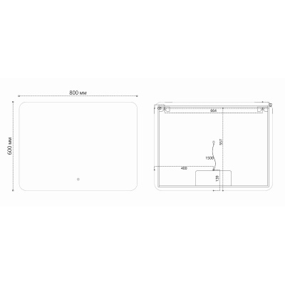 Vincea LED VLM-3BE800-2 800x600 c сенсорным выключателем и диммером, с функцией антизапотевания