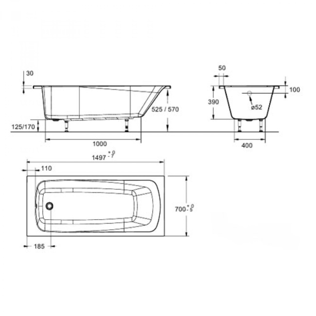 Jacob Delafon Patio 150x70 см E6810RU-01