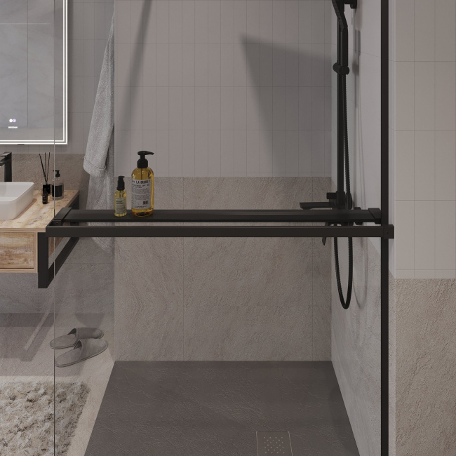 Niagara Nova NG-670-90ВLACK (90*195) черный матовый, стекло прозрачное,1 место