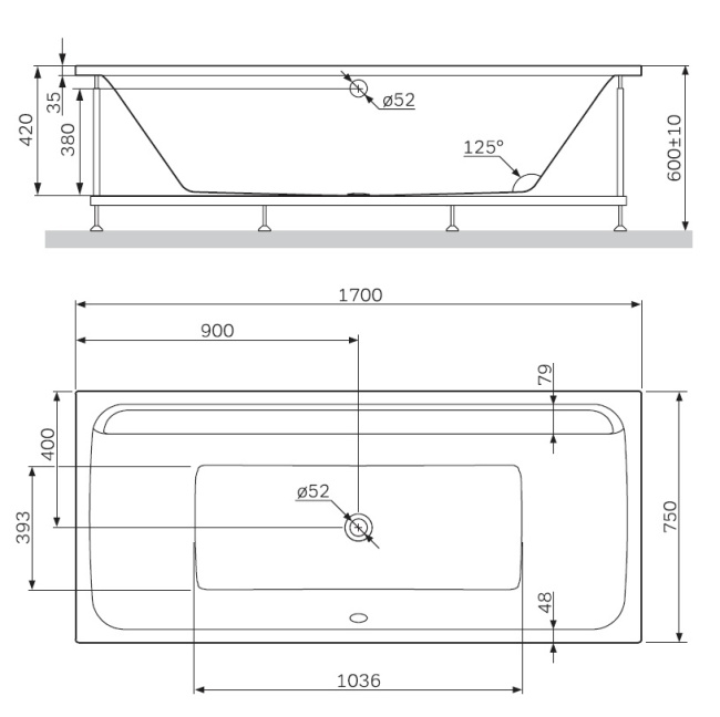 Am.Pm Inspire 2.0 W52A-170-075W-A, 170х75