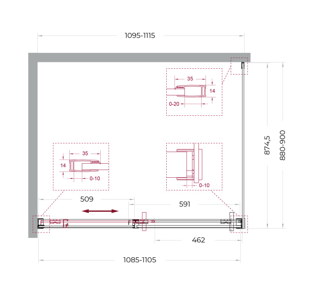BelBagno SOFT_CLOSE-1-AH-1-110/90-C-GM