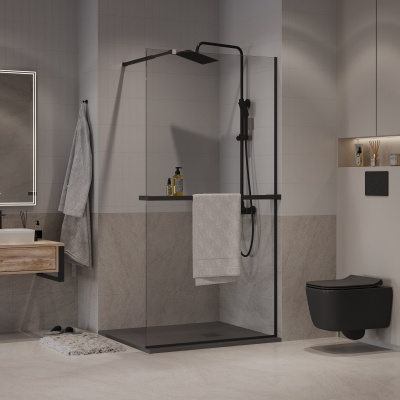 Niagara Nova NG-670-90ВLACK (90*195) черный матовый, стекло прозрачное,1 место