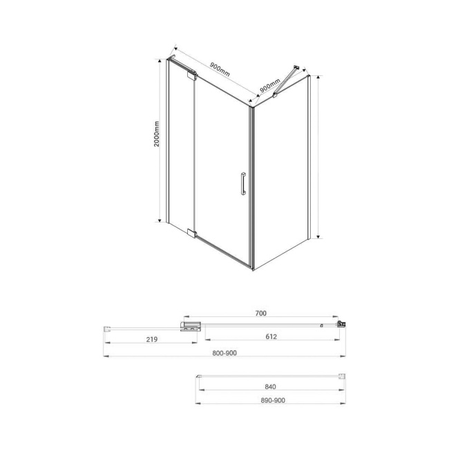 Vincea Extra VSR-1E809090CLGM 800/900*900, вороненая сталь, стекло прозрачное без поддона