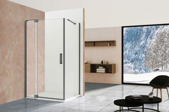 Vincea Extra VSR-1E809090CLGM 800/900*900, вороненая сталь, стекло прозрачное без поддона