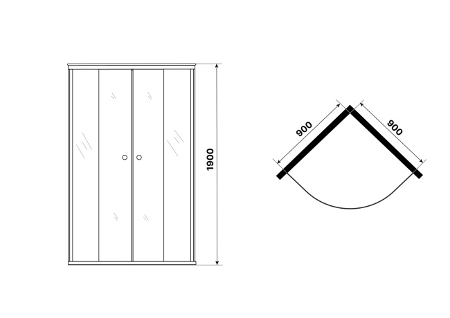 Niagara Eco NG-1007-14BLACK (90х90х190) четверть круга,раздвижное,черный,стекло мозаика,1 место, без поддона в комплекте