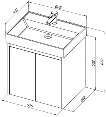 Aquanet Nova Lite 60 дуб рустикальный (2 дверцы)
