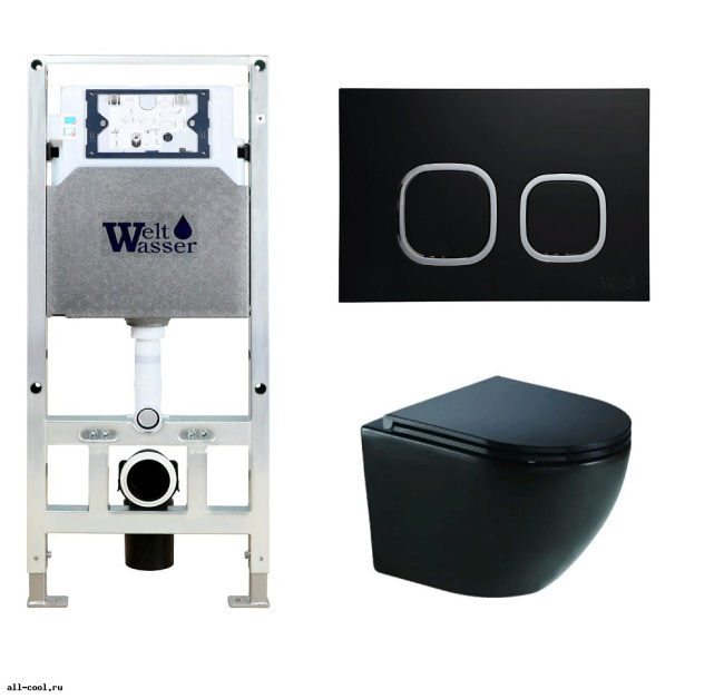Унитаз с инсталляцией WeltWasser AMBERG 506 ST + MERZBACH 043 GL-BL + AMBERG RD-BL