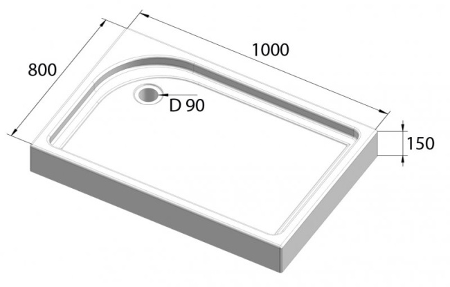 BelBagno TRAY-BB-AH-100/80-15-W-L (левый)