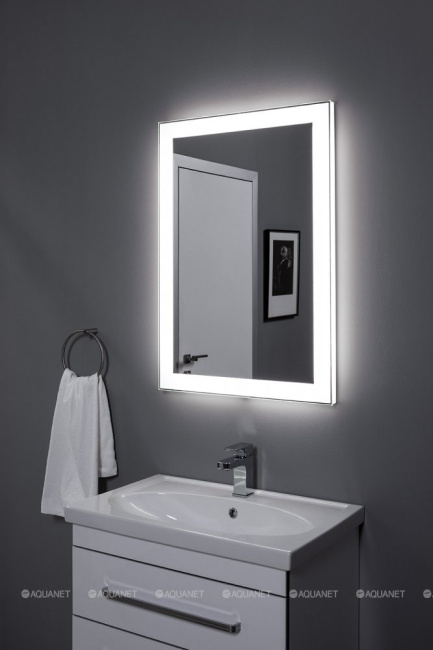 Aquanet Алассио new 4595 с LED подсветкой, 450х950x32 мм, сенсорный выключатель (249339)