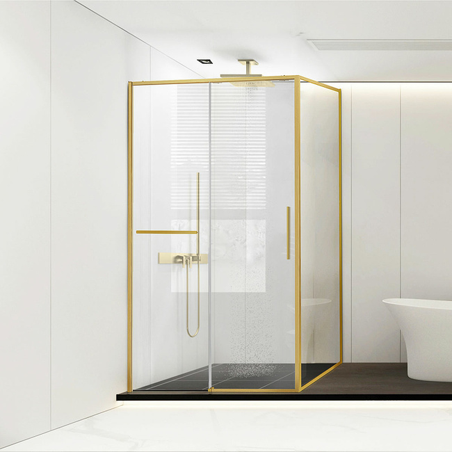 Vincea Slim Soft 140x90 VSR-1SS9014CLG профиль Брашированное золото стекло прозрачное без поддона