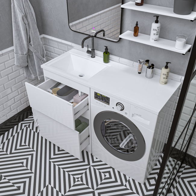 Grossman МАРСАЛ-120 см левая белая + кронштейн