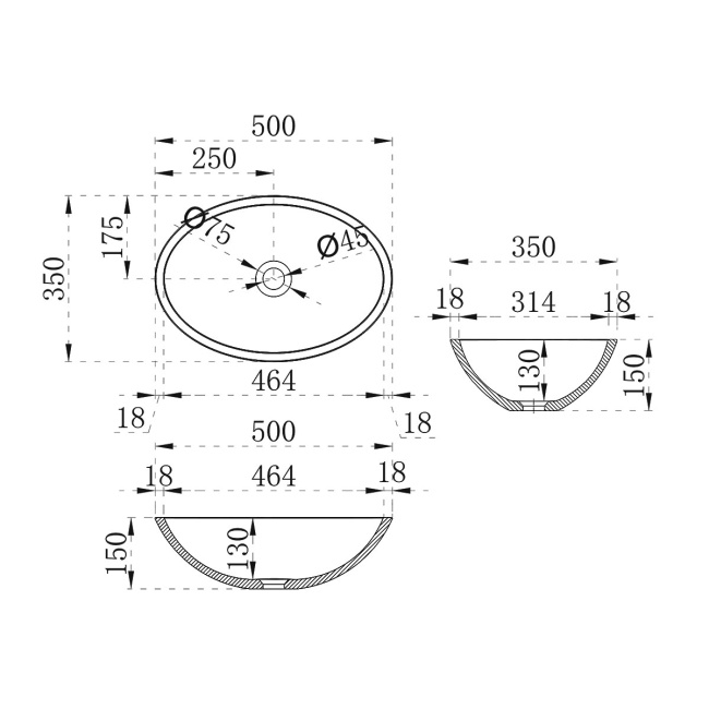 Vincea VBS-6T11B, 500*350*150, накладная, цвет черный