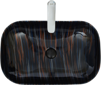 WELTWASSER ELBACH 2143P K501 61x40 мрамор черный с синим и оранжевым