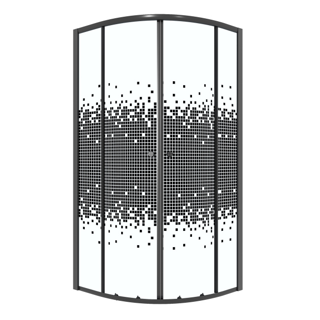 Niagara Eco NG-1007-14BLACK (90х90х190) четверть круга,раздвижное,черный,стекло мозаика,1 место, без поддона в комплекте