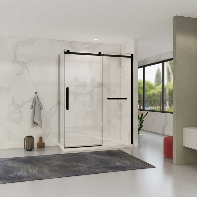 Vincea Como Soft VSR-1CS9015CLB, 1500*900, черный, стекло прозрачное