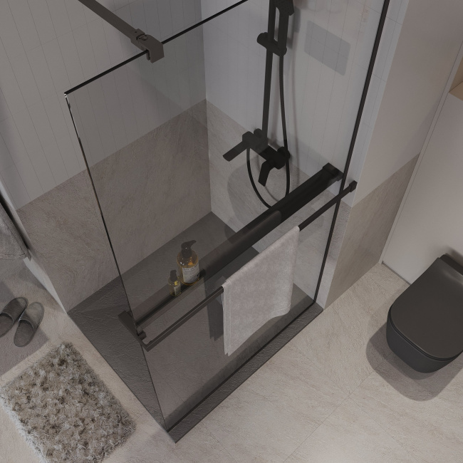 Niagara Nova NG-670-90ВLACK (90*195) черный матовый, стекло прозрачное,1 место