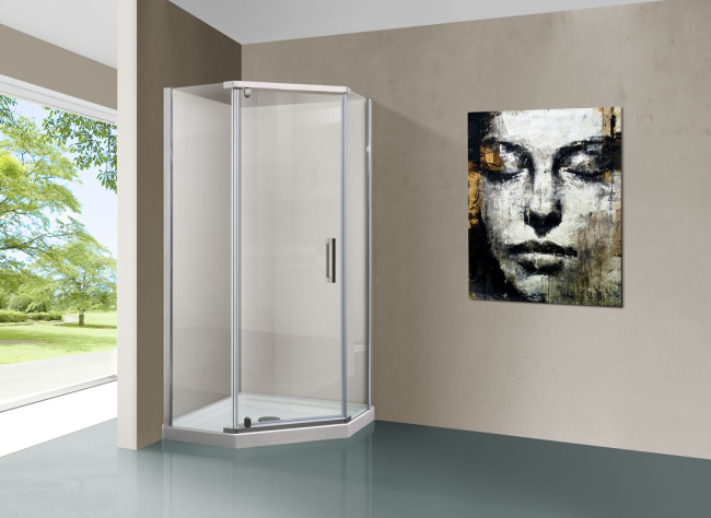Vincea Stresa VSP-1S100CL, 1000x1000, хром, стекло прозрачное без поддона