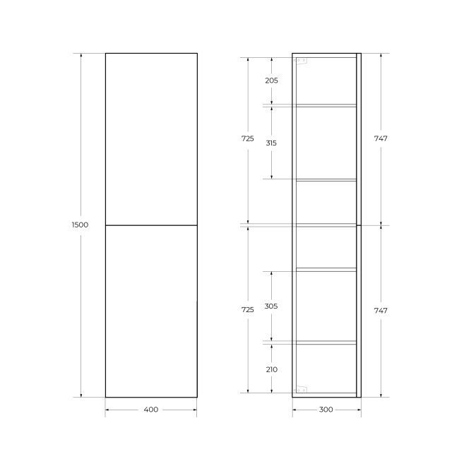 BelBagno DUE-1500-2A-SC-NOCE-P Noce