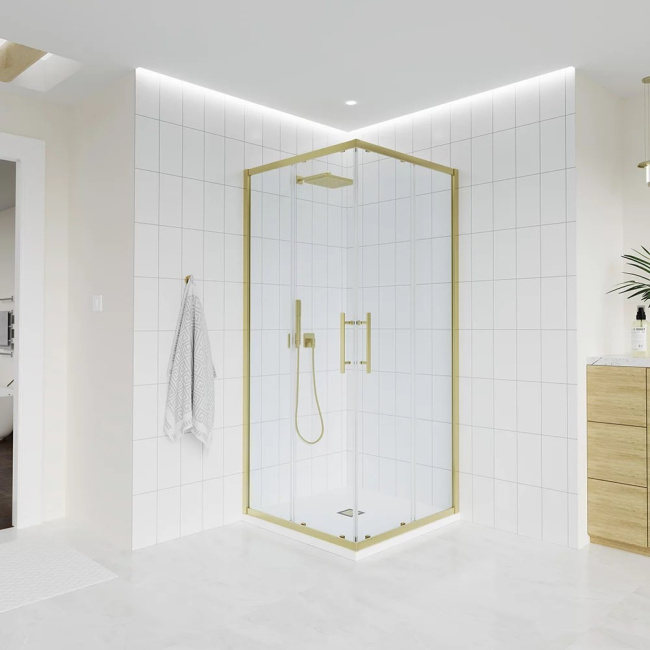 Veconi Evo 300 G, 1200х800x1950, золото брашинг, прозрачное стекло