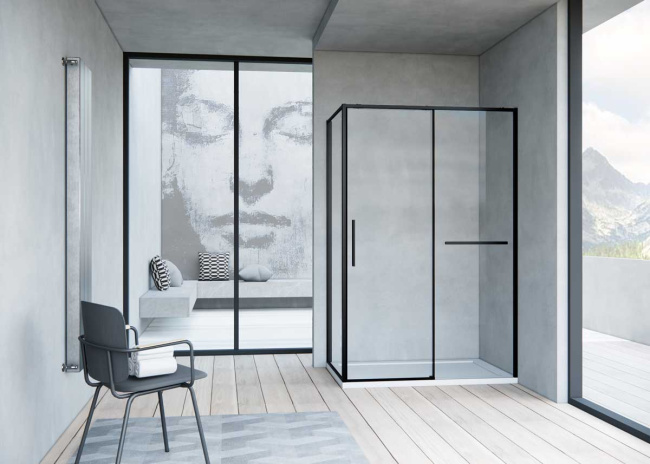 Vincea Slim Soft VSR-1SS9015CLB, 1500*900, черный, стекло прозрачное
